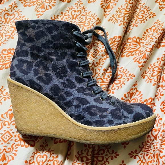 Stella McCartney leopard platform wedge boots 40 - Picture 2 of 9